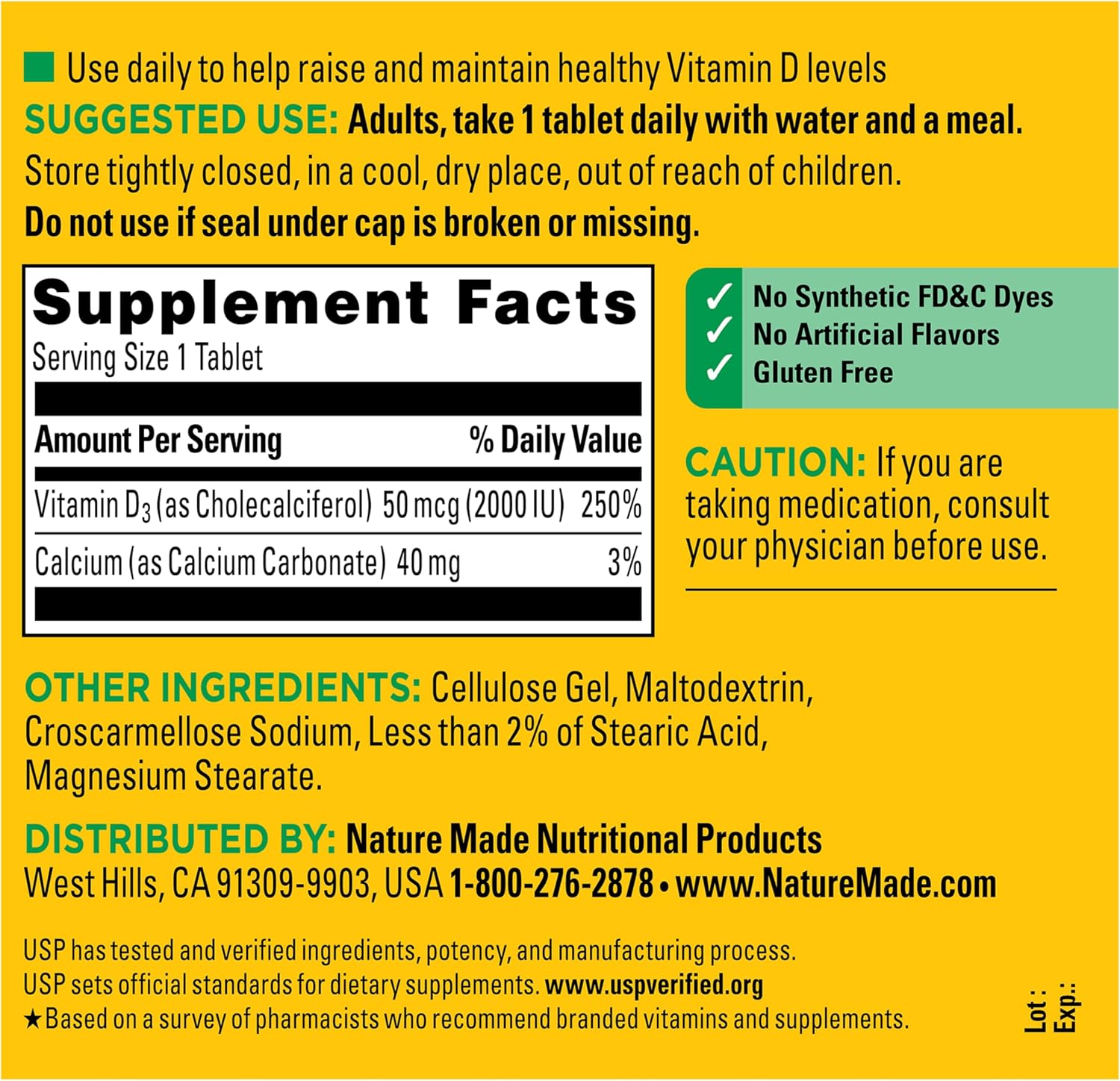 Nature Made Vitamin D3 2000 IU (50 mcg), Vitamin D Supplement for Bone, Teeth, Muscle and Immune Health Support, 400 Tablets, 400 Day Supply - Image 8