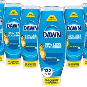 Dawn Ultra EZ-Squeeze Dish Soap Liquid, Dishwashing Liquid, Grease Removal, Upside Down Bottle, Original, 6×22 Fl Oz Bundle