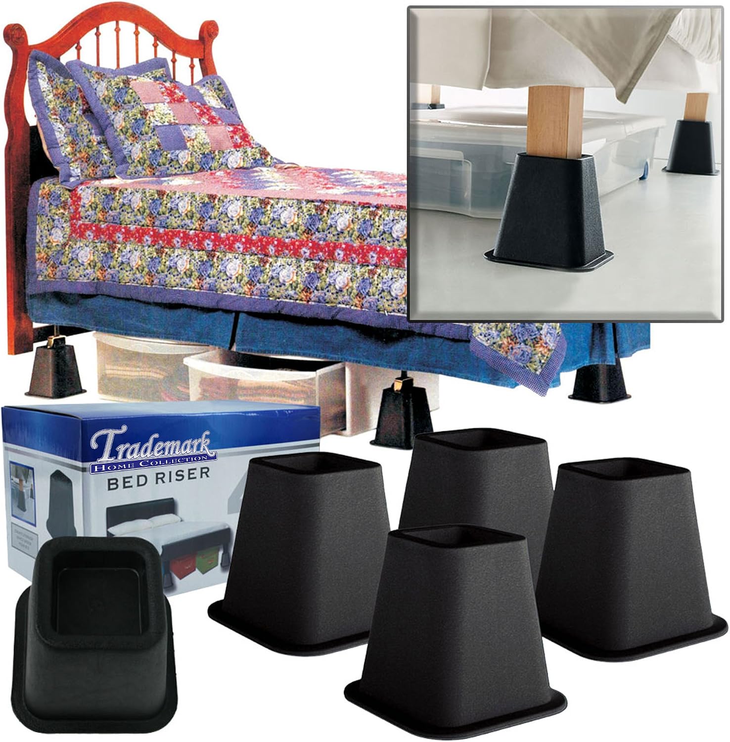 Trademark Home Collection 4-Pack Bed Risers, 6-Inch, Black - Image 5