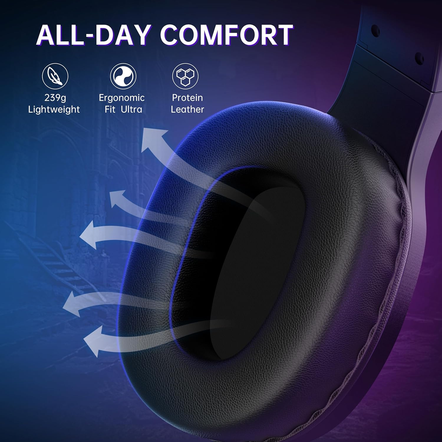 AOC Wireless Gaming Headset Compatible with PS5/4, Nintendo Switch, PC, Bluetooth 5.4 & 2.4GHz Gaming Headphones with Noise Canceling Mic, RGB, Type-C, 20ms Latency, 45H, 7.1 Virtual Surround- Black - Image 5