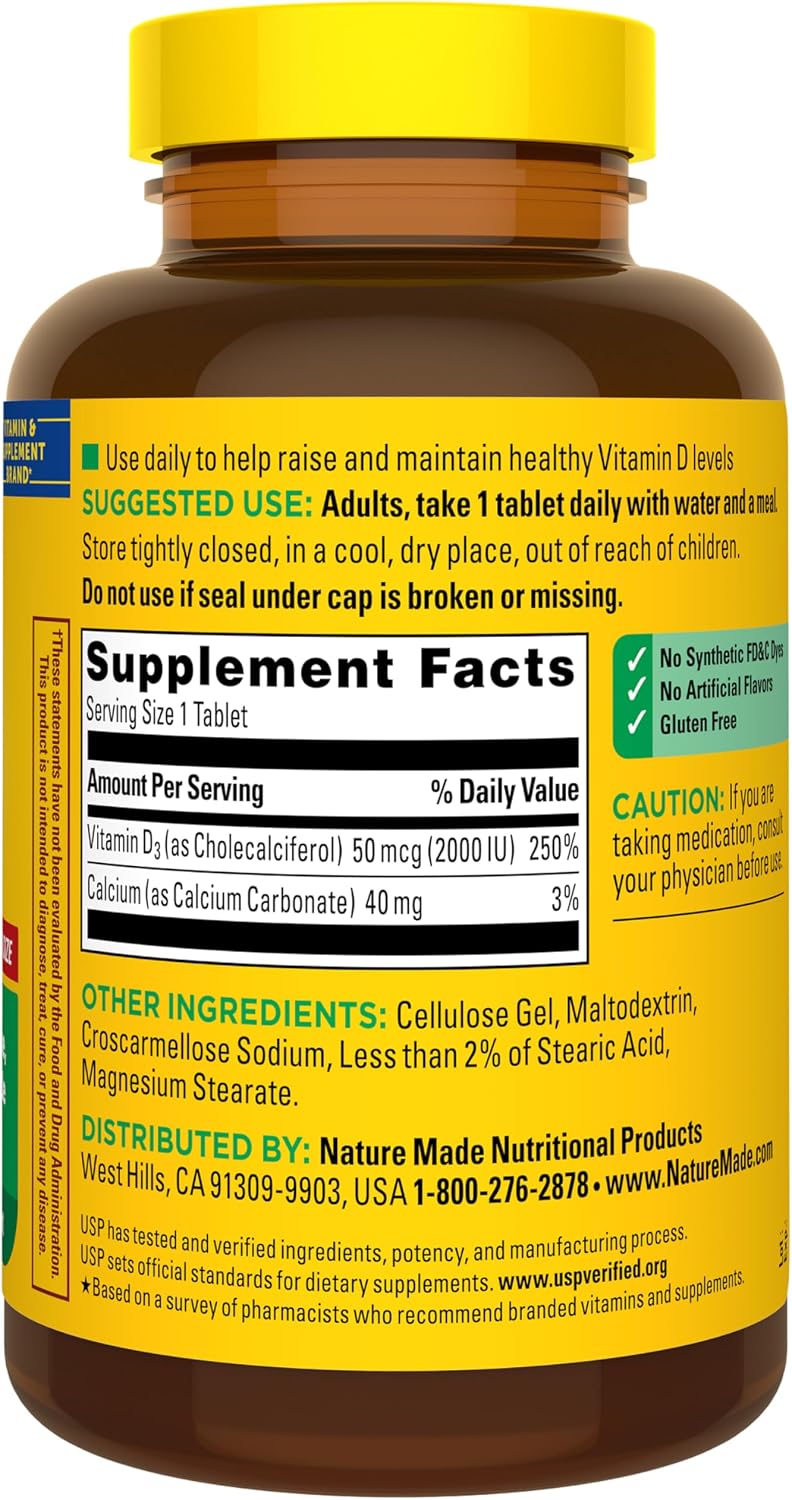 Nature Made Vitamin D3 2000 IU (50 mcg), Vitamin D Supplement for Bone, Teeth, Muscle and Immune Health Support, 400 Tablets, 400 Day Supply - Image 9