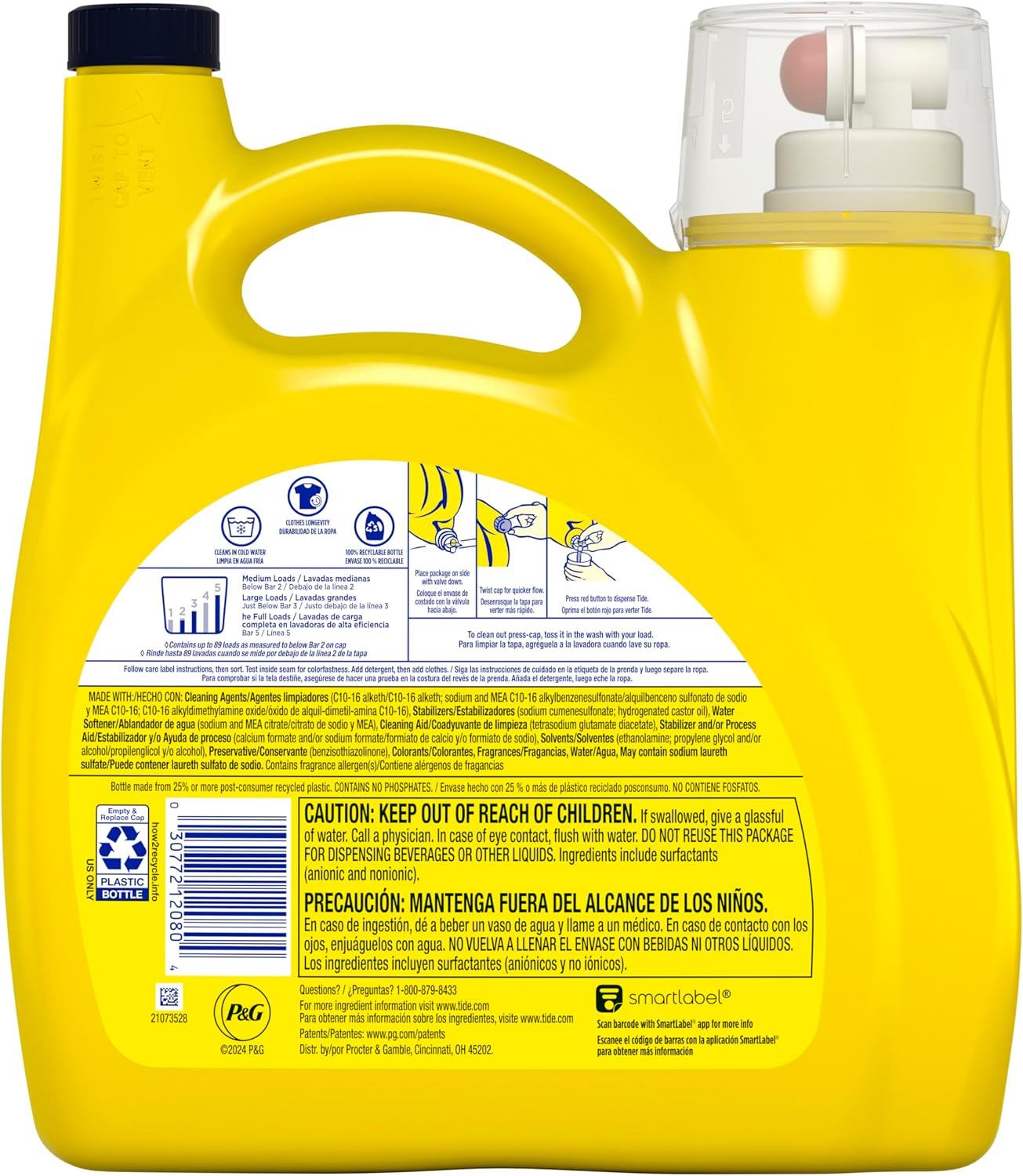 Tide Simply All-In-One Liquid Laundry Detergent, Berry Blossom Scent, 89 Loads, 117 fl oz - Image 7