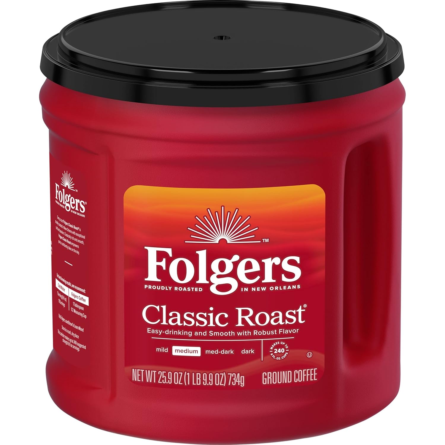 Folgers Classic Roast Ground Coffee, Medium Roast, 25.9 Oz. Canister (Pack of 6) - Image 8