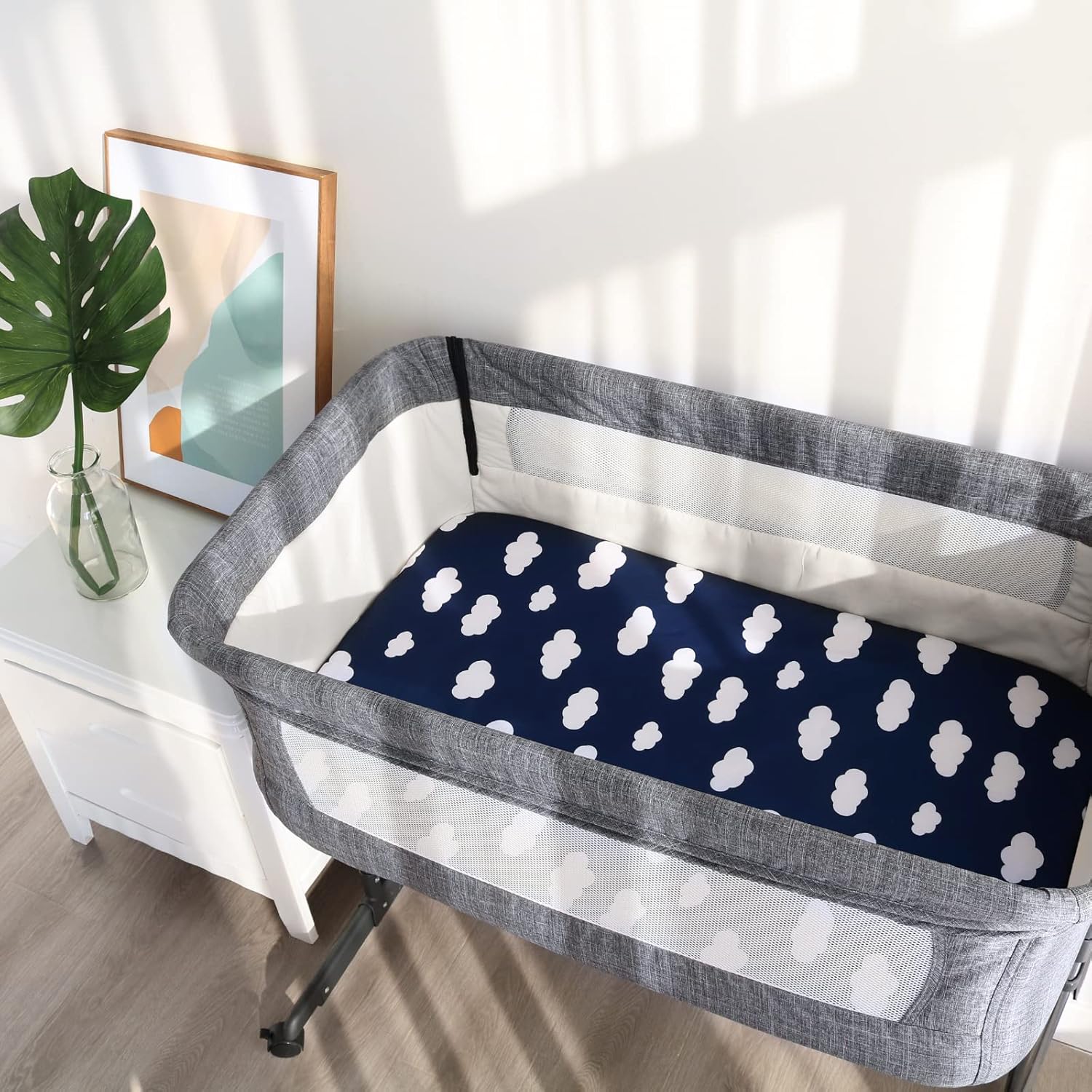 Baby Bassinet Sheets 4 Pack Compatible with 33" x 20" Mika Micky, Baby Delight, Dream On Me, AMKE and Other Rectangle Bassinet Mattress, Ultra Soft & Skin Friendly, Washer & Dryer - Image 7