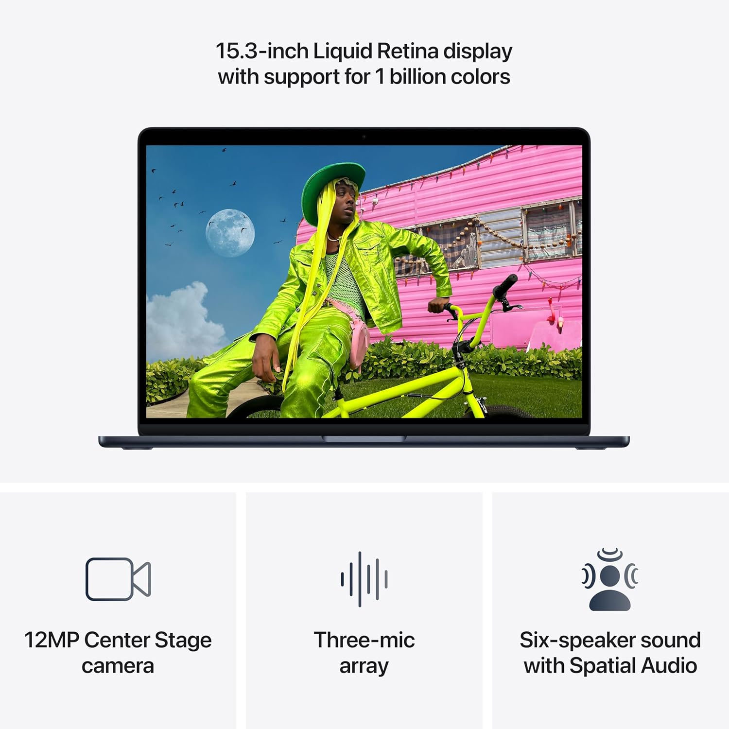 Apple 2026 MacBook Air 15-inch Laptop with M5 chip: Built for AI, 15.3-inch Liquid Retina Display, 16GB Unified Memory, 512GB SSD, 12MP Center Stage Camera, Touch ID, Wi-Fi 7; Midnight - Image 5