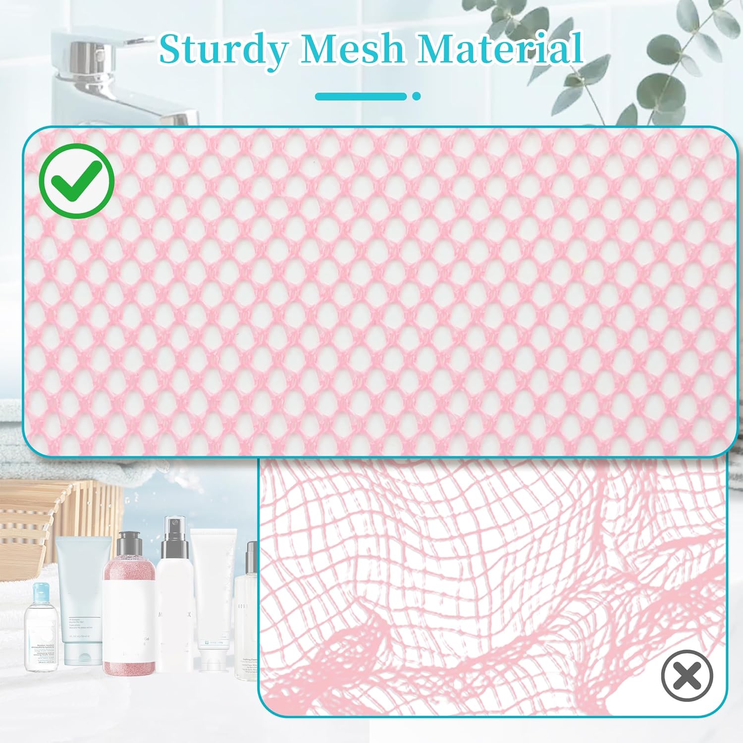 Hanging Shower Caddy Portable - Travel Toiletry Bag for Men & Women, Large Capacity Caddy Dorm Basket, Quick Dry Toiletry Tote Bag with Stain Resistant Bottom for Bathroom, Beach, Camp, Gym - Pink - Image 8