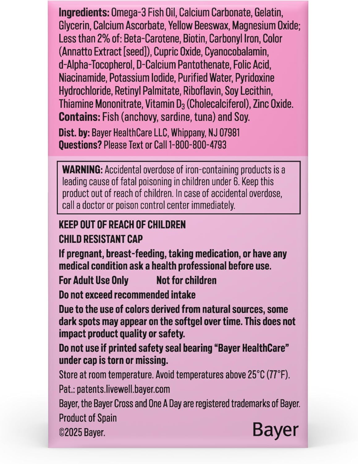 One A Day Prenatal Vitamins- Folic Acid, Iron, Omega- 3 (DHA), Pregnancy Vitamins for Women, Prenatal Multivitamin for Mom and Baby Support, Pregnancy Must Haves 30 Ct (Packaging May Vary) - Image 8