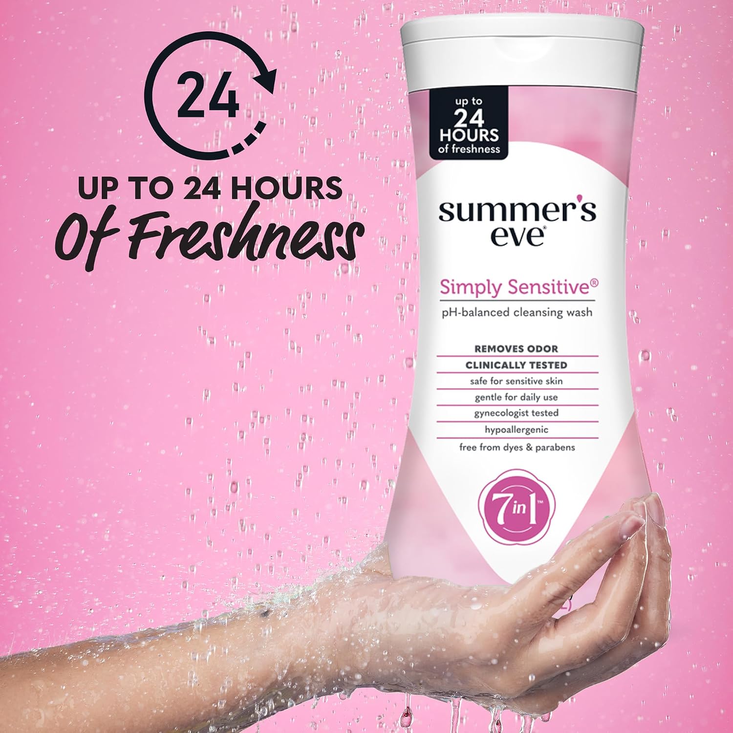 Summer's Eve Simply Sensitive All-Over Daily Feminine Wash, Gentle pH-Balanced Body Wash for Women, Removes Vaginal Odor, 15 Fl Oz - Image 3