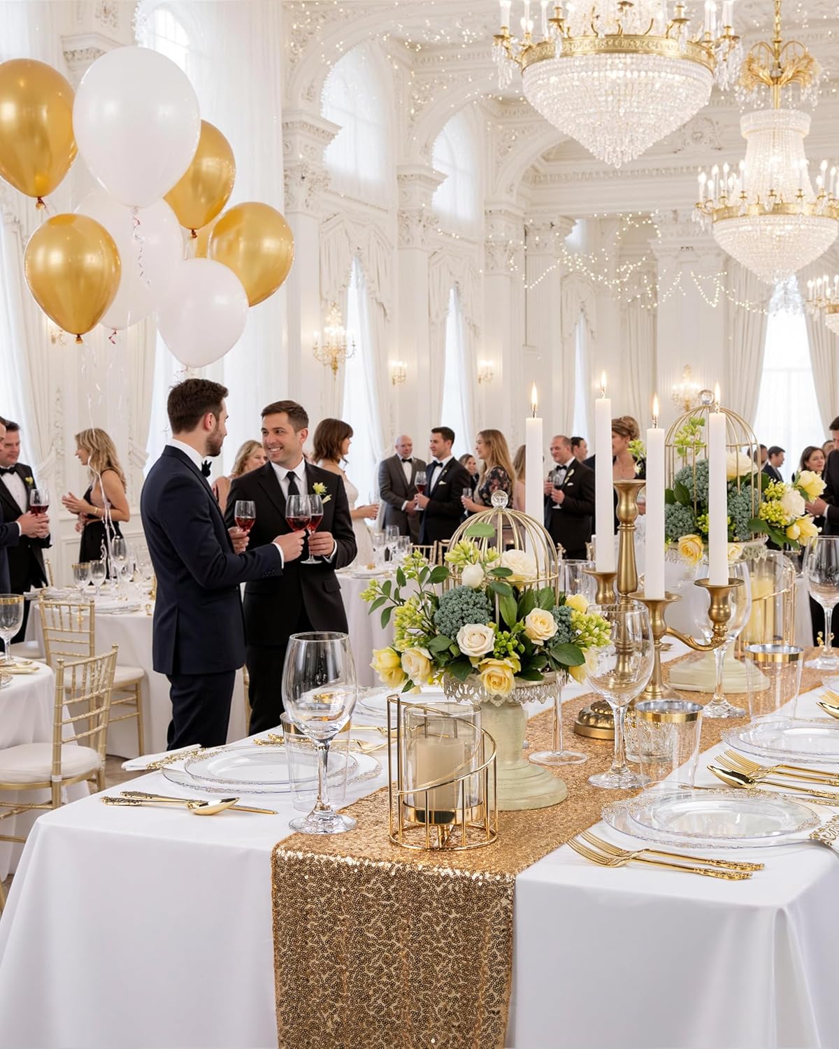 Nervure 100PCS Clear and Gold Plastic Plates - 10.25Inch Gold Disposable Plates - Heavyweight Dinner Plate for Wedding & Party - Image 6