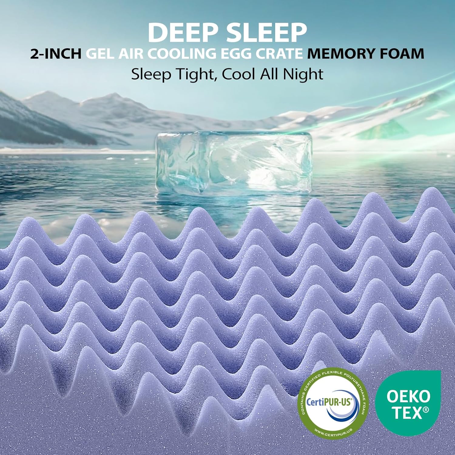downluxe 4 Inch Queen Memory Foam Mattress Topper Pro Dual Layer 2 Inch Cooling Gel Egg Crate Memory Foam Plus 2 Inch Pillow Top Soft with Deep Pocket - Image 5