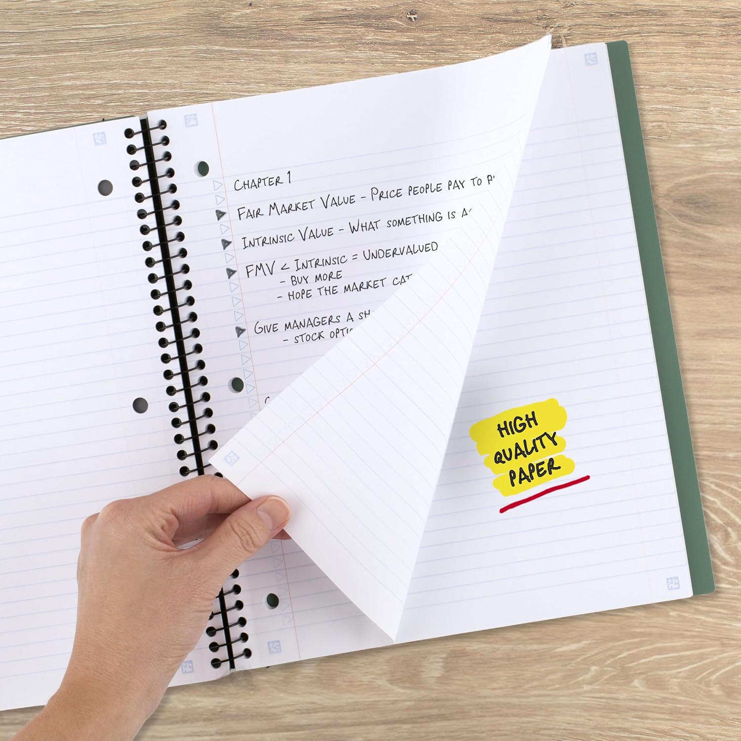 Five Star Advance Spiral Notebook + Study App, 1 Subject, College Ruled Paper, 8-1/2" x 11", 100 Sheets, Spiral Guard, Movable Tabbed Dividers, Seaglass Green (820012C-ECM) - Image 4