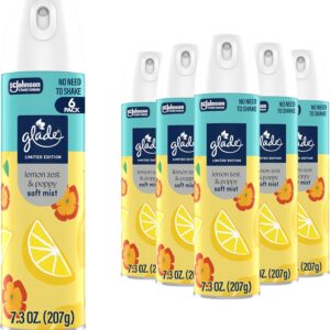 Glade Odor Fighting Soft Mist Air Freshener Room Spray, Lemon Zest & Poppy, 8oz., 6 count