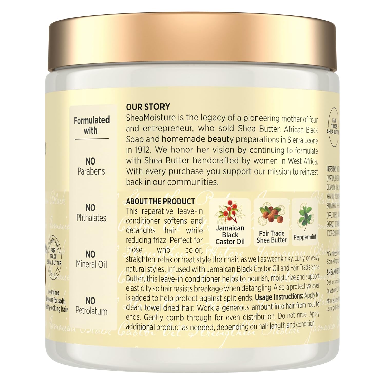 SheaMoisture Leave In Conditioner, Jamaican Black Castor Oil to Soften, Detangle & Reduce Breakage, 20 oz - Image 3