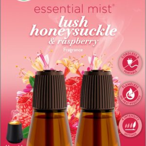 Air Wick Essential Mist Refill, 2 ct, Lush Honeysuckle & Raspberry, Essential Oils Diffuser, Air Freshener