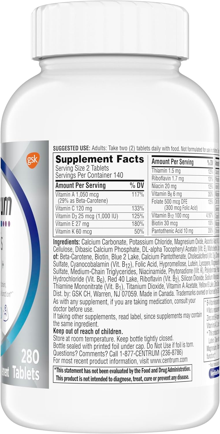 Centrum Minis Silver Multivitamin for Men 50 Plus, Multivitamin/Multimineral Supplement, Vitamin D3, B-Vitamins and Zinc, Non-GMO Ingredients, Supports Memory and Cognition in Older Adults - 280 Ct - Image 15