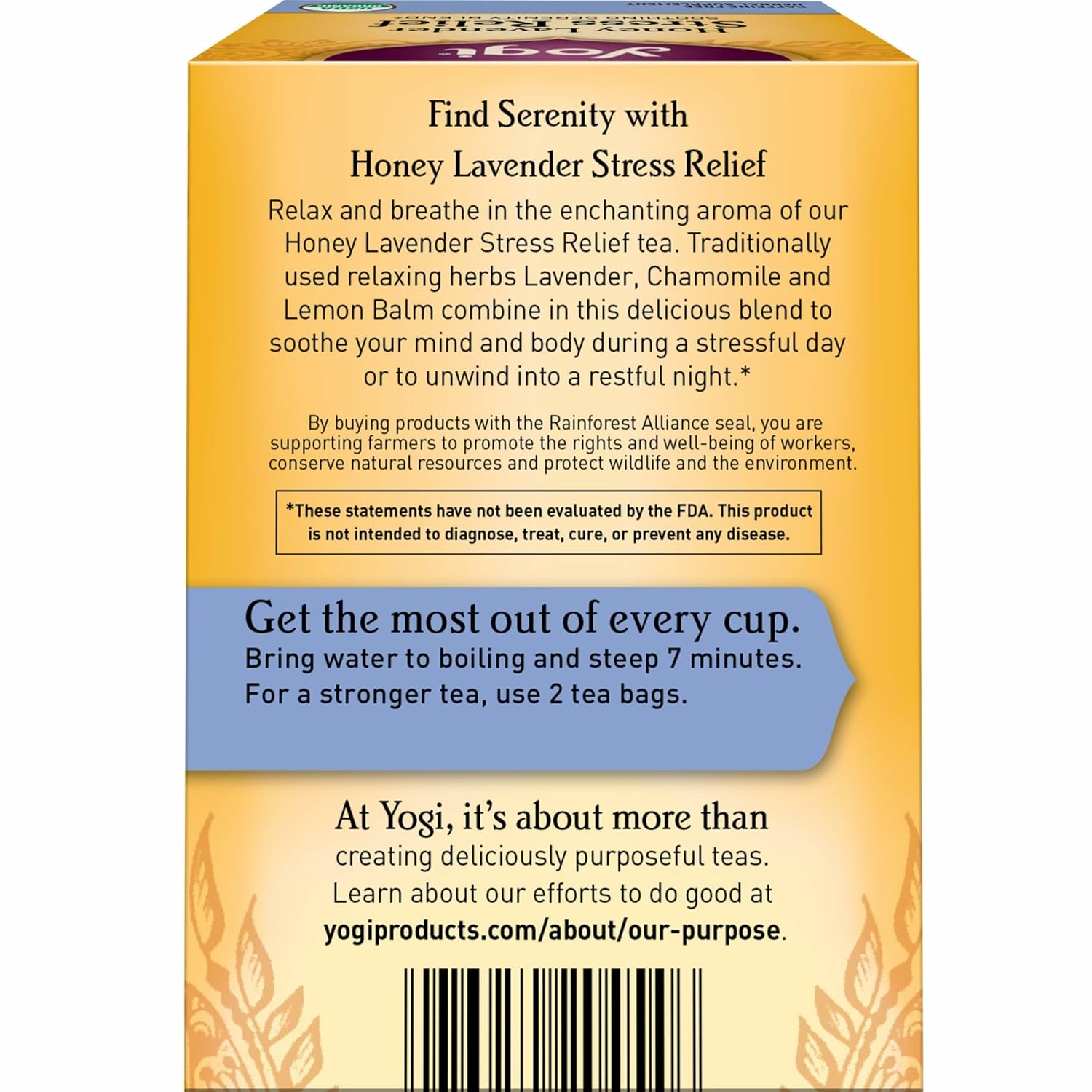 Yogi Tea Honey Lavender Stress Relief Tea - 16 Tea Bags per Pack (6 Packs) - Organic Chamomile Lavender Tea - Includes Lemon Balm, Lemongrass, Spearmint Leaf, Peppermint Leaf, Honey Flavor & More - Image 4