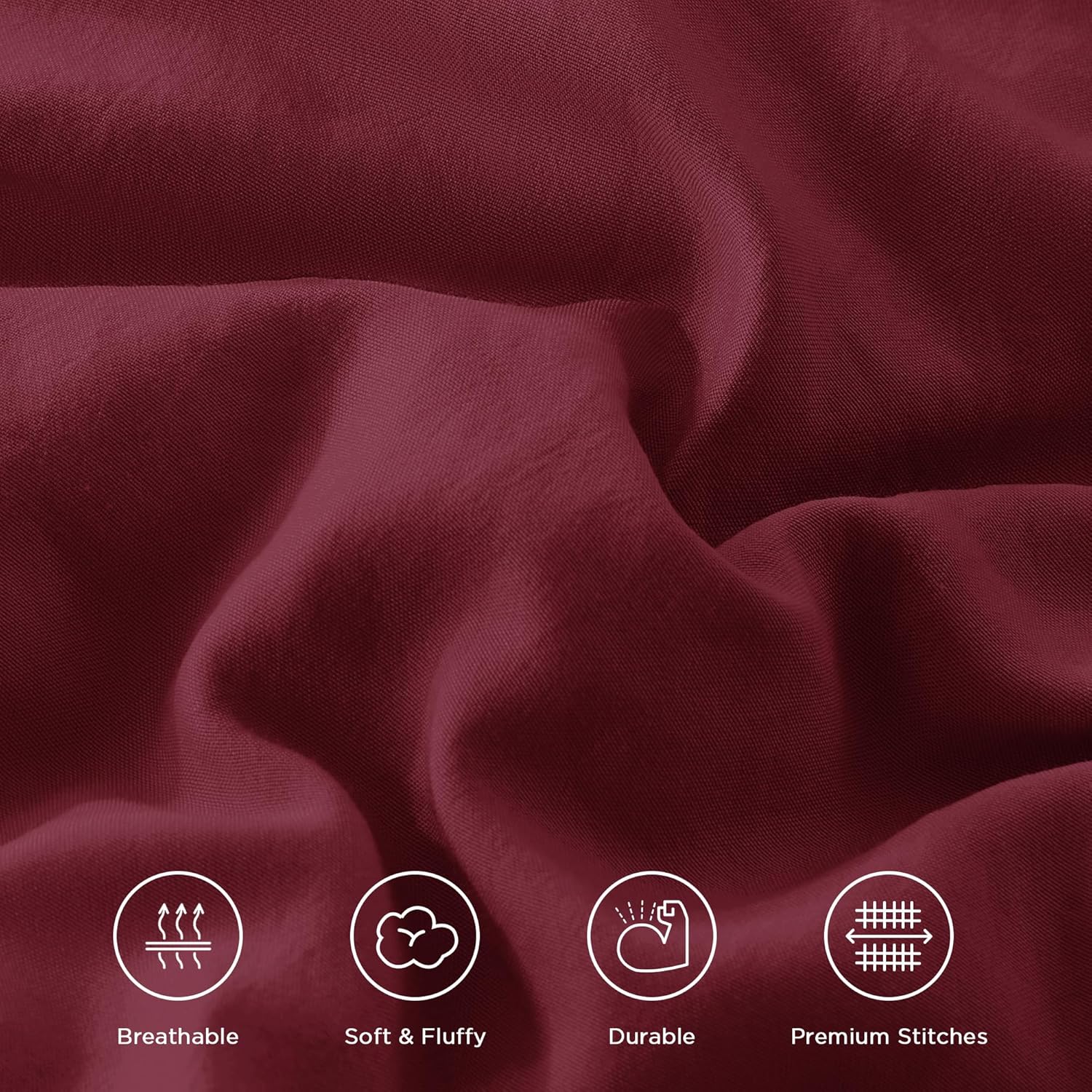 Andency Burgundy Comforter Set Queen Size, Lightweight Fluffy Farmhouse Ruffle Bedding Set, Soft Polyester All Season Shabby Chic Bed Comforter Set 3 Pieces(1 Comforter 2 Pillowcases) - Image 9
