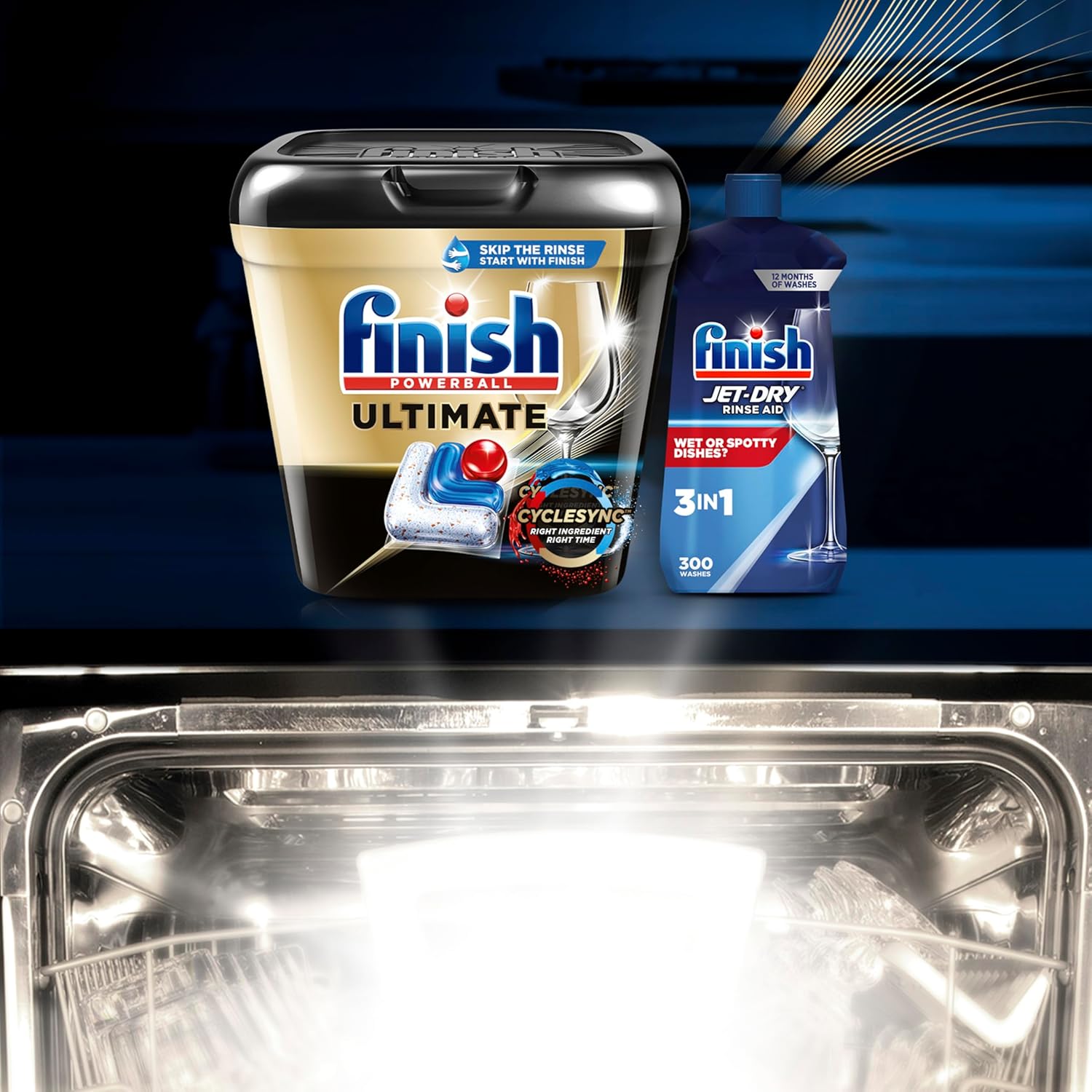 Finish Ultimate Dishwasher Pods, No Pre-Rinse Dishwasher Detergent Soap Removes Burnt-On Stain, with CycleSync Technology, Degreasing & Scrubbing Power, 76 Count - Image 10