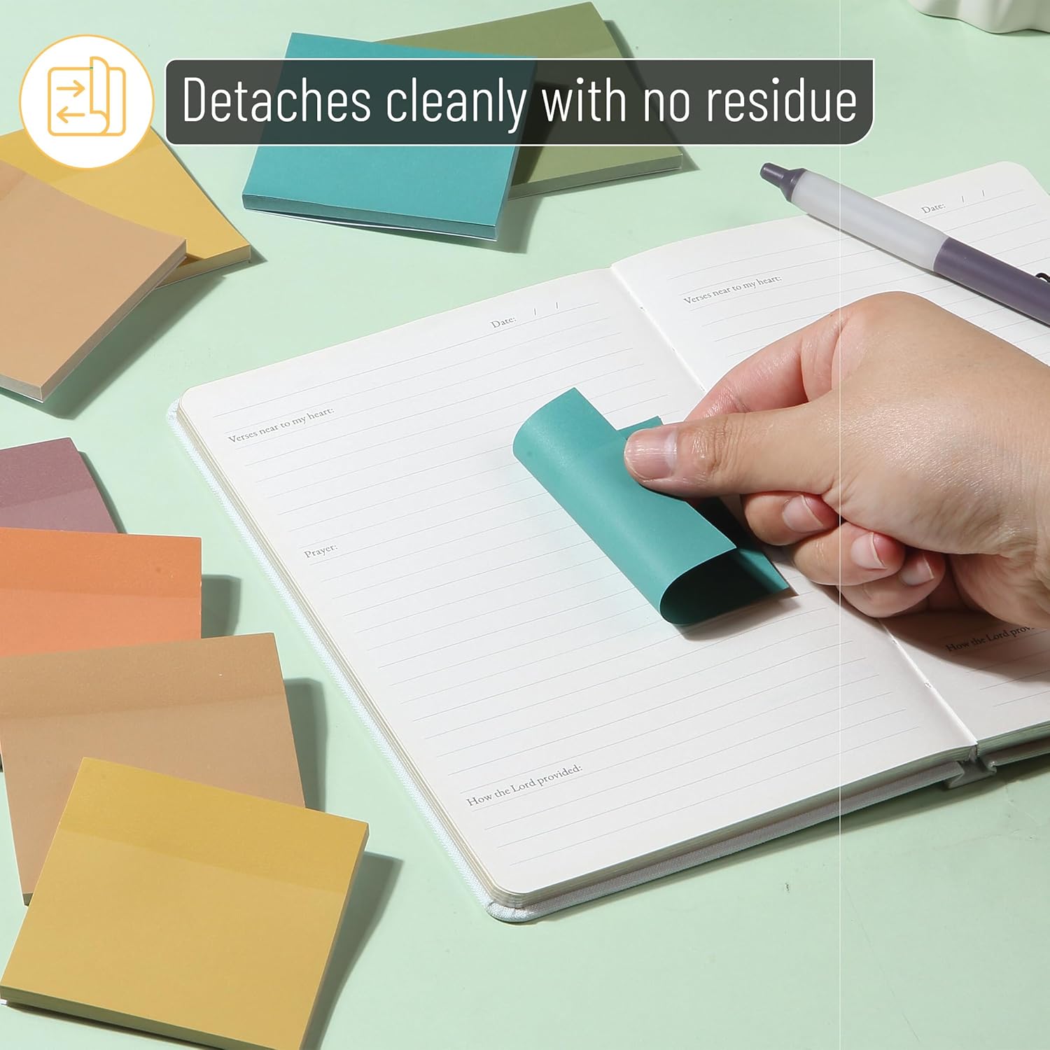 Mr. Pen- Sticky Notes, 3"x3", 12 Pads, 600 Sheets, New Earthy Colors, Sticky Notes Bulk, Self-Stick Note Pads, Perfect for Office, School, Home, Study & Organization - Image 6