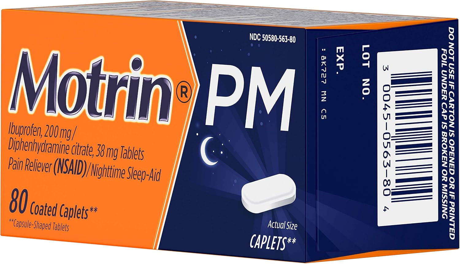 Motrin PM Caplets with 200 mg Ibuprofen & 38 mg Diphenhydramine Sleep Aid, Nighttime Pain Reliever for Minor Aches & Pains, Bulk, 80 ct - Image 11
