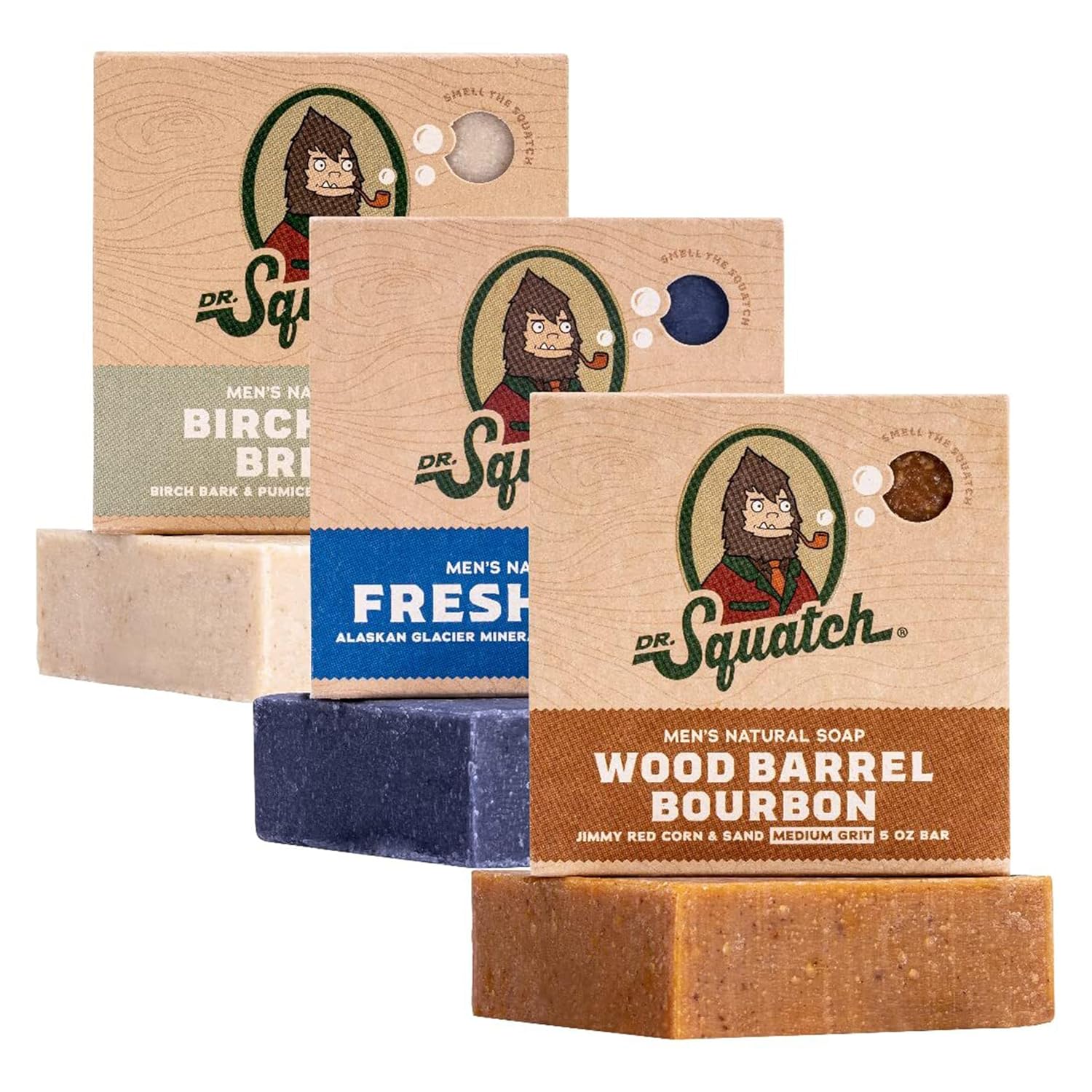 Dr. Squatch Natural Men’s Bar Soap - Cold Process Body Soap Bar with Natural Oils - Gifts for Men - Birchwood Breeze, Fresh Falls & Wood Barrel Bourbon (5 oz, 3-Pack) - Image 2