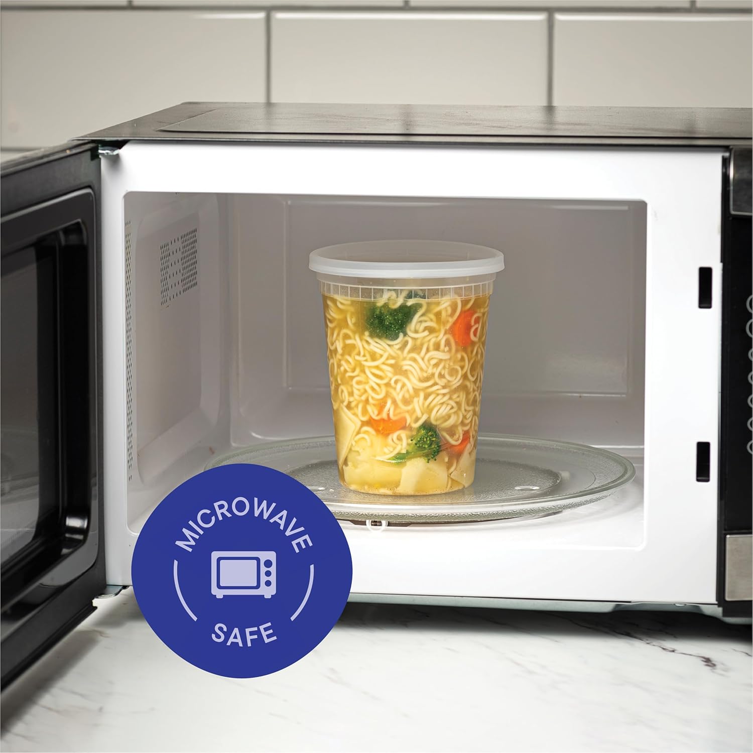 Stack Man 32 oz Deli Containers with Lids (48 Sets) – Quart Clear Plastic Food Storage Containers, Airtight Leak-Resistant Seal, BPA-Free, Microwave & Freezer Safe, Meal Prep Soup Takeout to-Go - Image 5