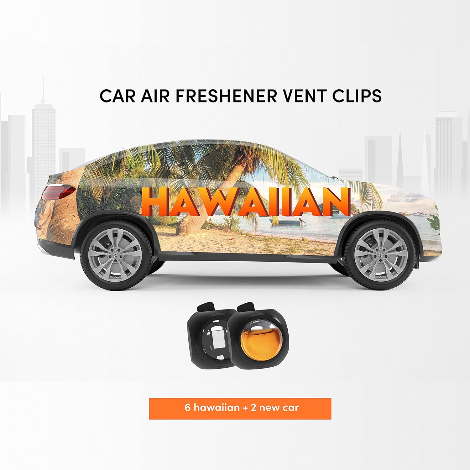 DRIVEJOY Car Air Freshener Vent Clips, 8 PK, 6 Hawaiian, 2 New Car, Car Fresheners for Men Women, Up to 240 Days, Natural Odor Eliminator - Image 2