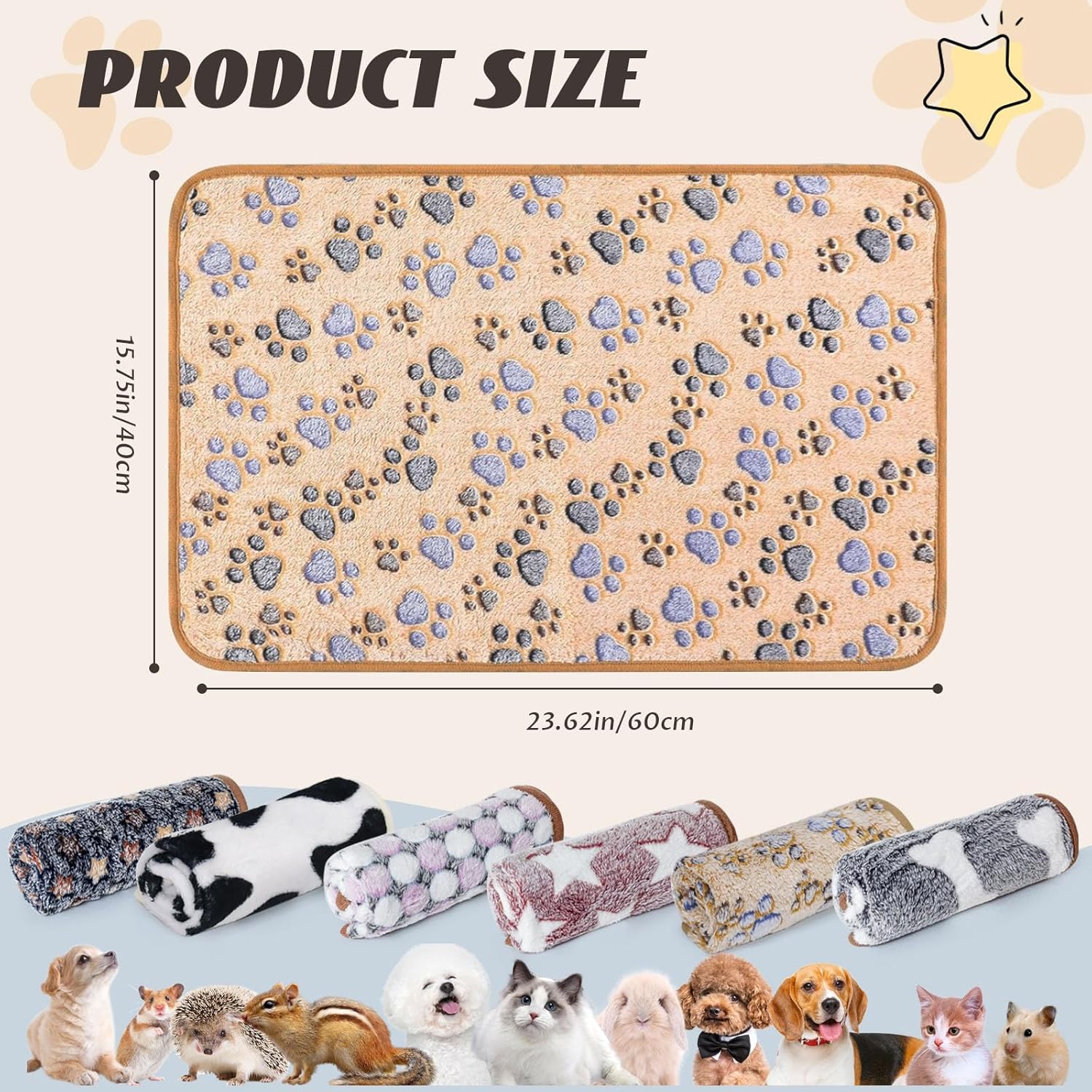YedsIntu 6 Pcs Absorbent Guinea Pig Blankets Washable Small Animal Fleece Bedding Cage Liners Reusable Pet Pee Pad Sleep Mat Pad Cover for Hamster Ferret Rabbit Chinchilla Hedgehog (16"x24") - Image 4