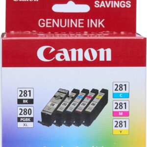 Canon PGI-280XL/CLI-281 5 Color Pack Compatible to TR8520, TR7520, TS9120 Series,TS8120 Series, TS6120 Series