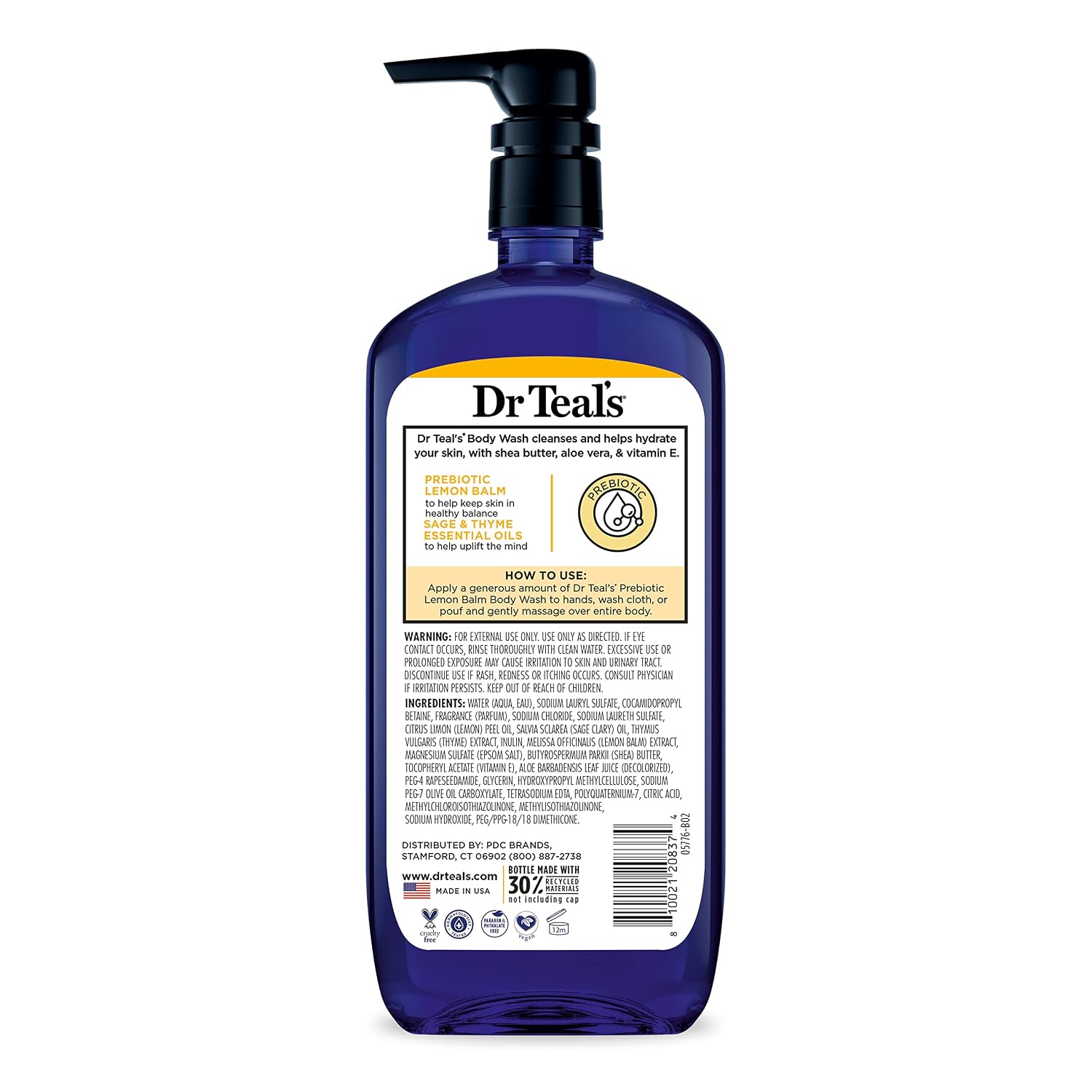 Dr Teal's Body Wash with Pure Epsom Salt, with Prebiotic Lemon Balm & Sage, 24 fl oz (Pack of 4) - Image 10