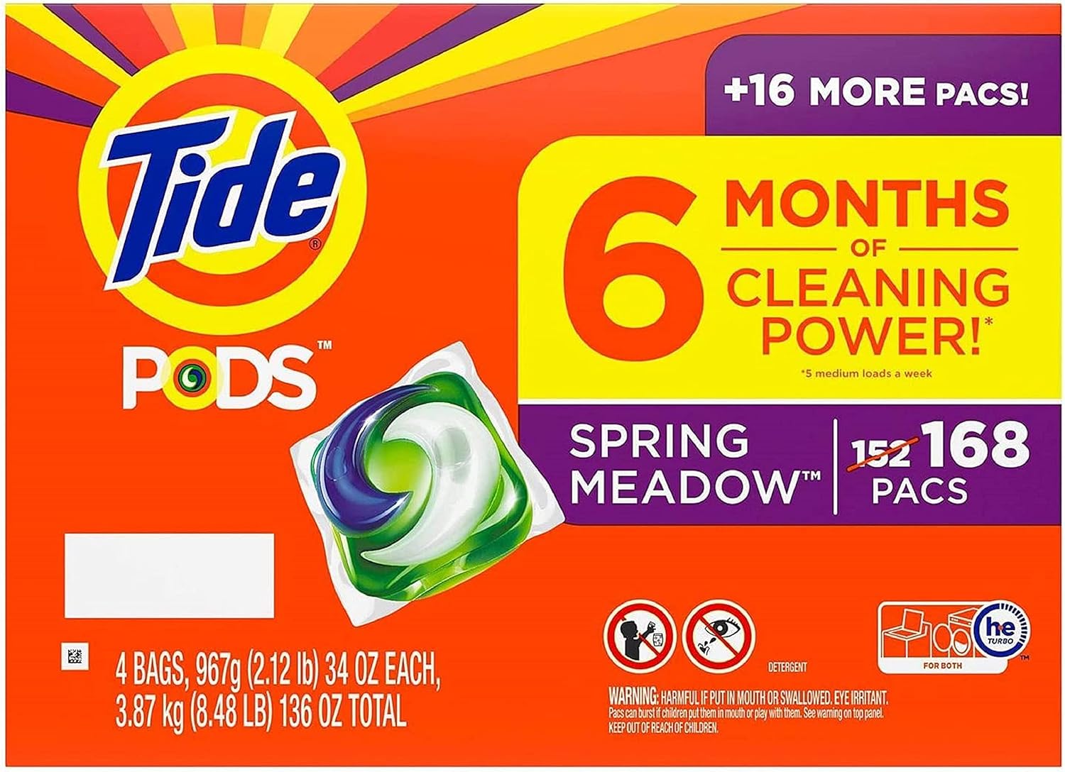 Tide Pods Liquid Laundry Detergent Pacs, Spring Meadow, 42 Count (Pack of 4) - Image 2
