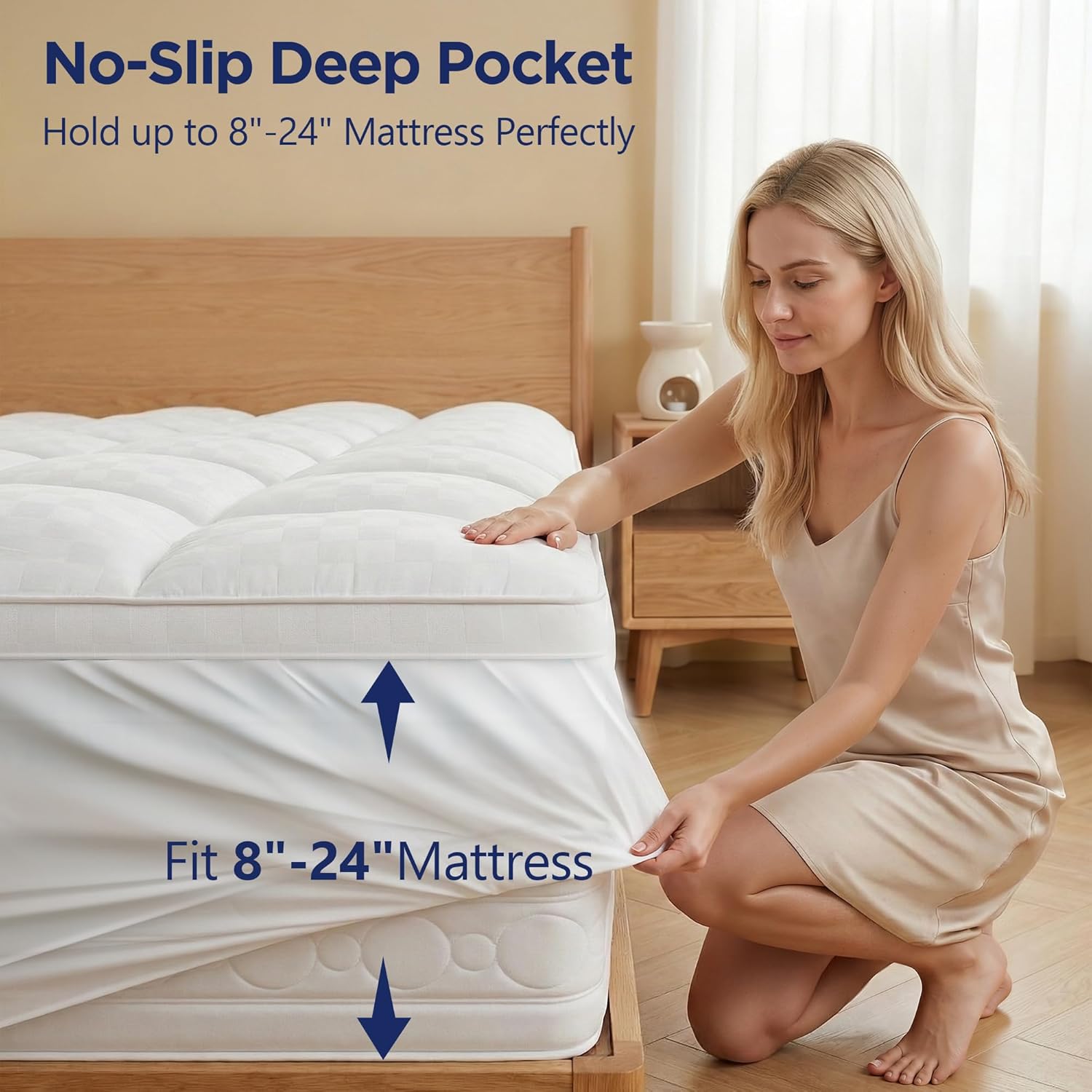 Dual Layer 4 Inch Memory Foam Mattress Topper Queen, 2 Inch Cooling Gel Memory Foam and 2 Inch Washable Pillow Top Mattress Pad Cover, 8-24 Inch Deep Pocket, Medium Firm for Back Hip Pain - Image 7