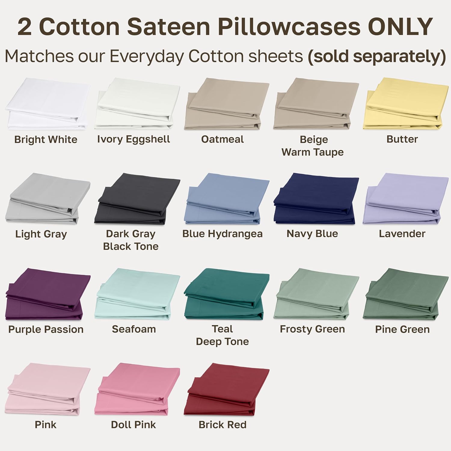 California Design Den Standard Queen Size Pillowcases - 100% Cotton, Set of 2 Soft Sateen Weave Cases, Fits Queen and Standard Size Pillows - Bright White - Image 8