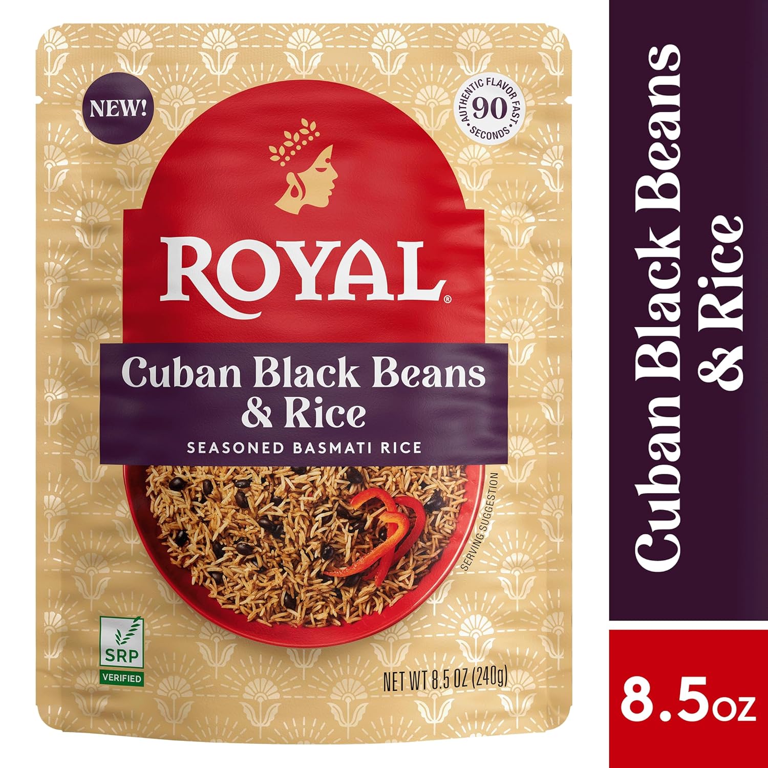 Royal Cuban Black Beans & Basmati Rice - Ready to Heat Rice - 8.5 oz Microwavable Pouch (Pack of 6) - Image 7