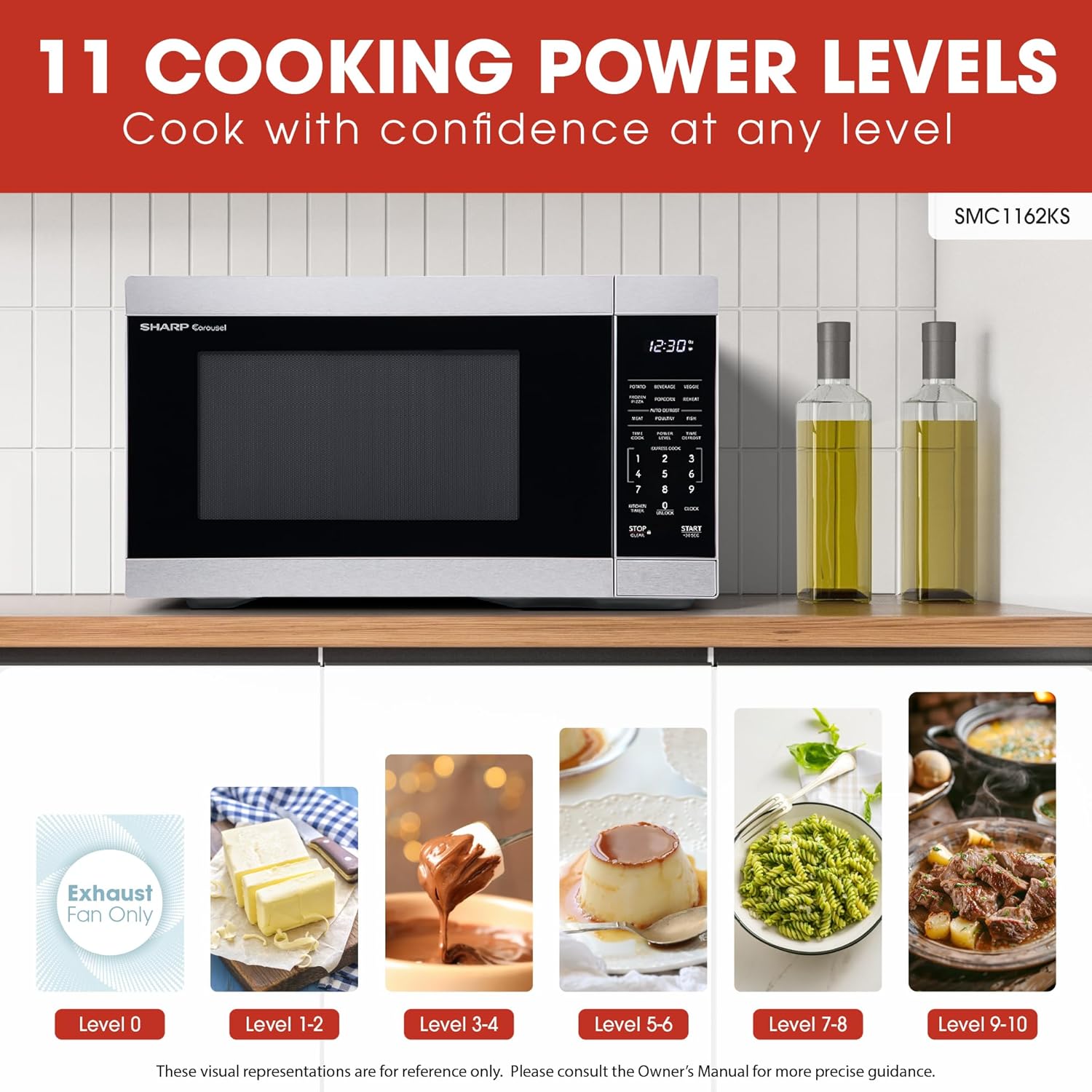SHARP Countertop Microwave Oven with Removable 12.4" Carousel Turntable, 1000 Watt, 1.1 Cubic Feet, Stainless Steel - Image 3