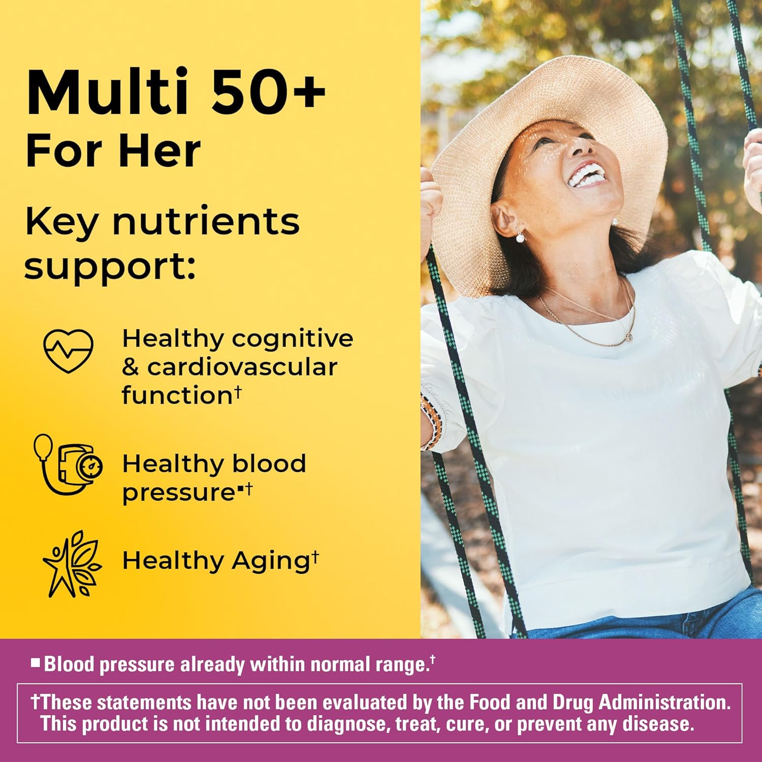 Nature Made Multivitamin For Women 50+ No Iron, Multivitamins for Women 50 Plus, Daily Nutritional Support, Nature Made Multi Vitamins, 90 Tablets, 90 Day Supply - Image 3