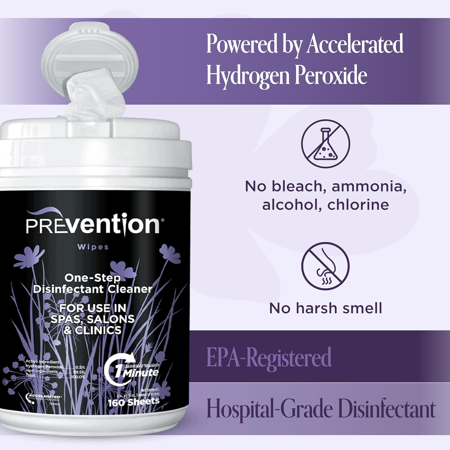 Prevention All Purpose Disinfectant Wipes – Canister of Cleaning Wipes for Salons, Spas, Wellness Centers and Yoga Studios – Hospital Grade Surface Sanitizing – 160 Count - Image 4