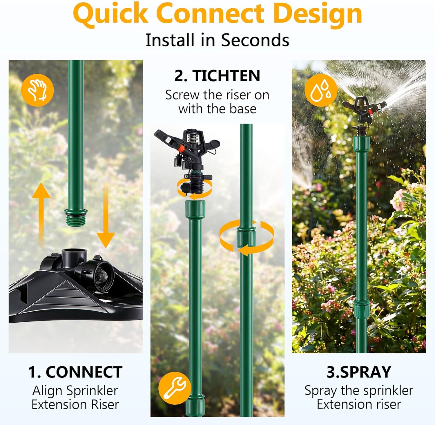 Sprinkler Extension Risers, 1/2" Male to Female Stackable Sprinkler Riser Extensions for Raising Sprinklers Heads, Irrigation Riser Tubes for Lawn, Garden Beds, Tall Plants(10 Pack,9.8 Inch) - Image 6