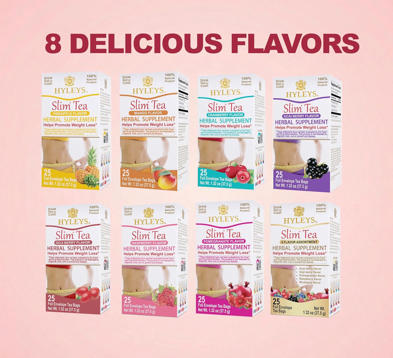 HYLEYS Slim Tea Acai Berry Flavor - Weight Loss Herbal Supplement Cleanse and Detox - 25 Tea Bags (1 Pack) - Image 10