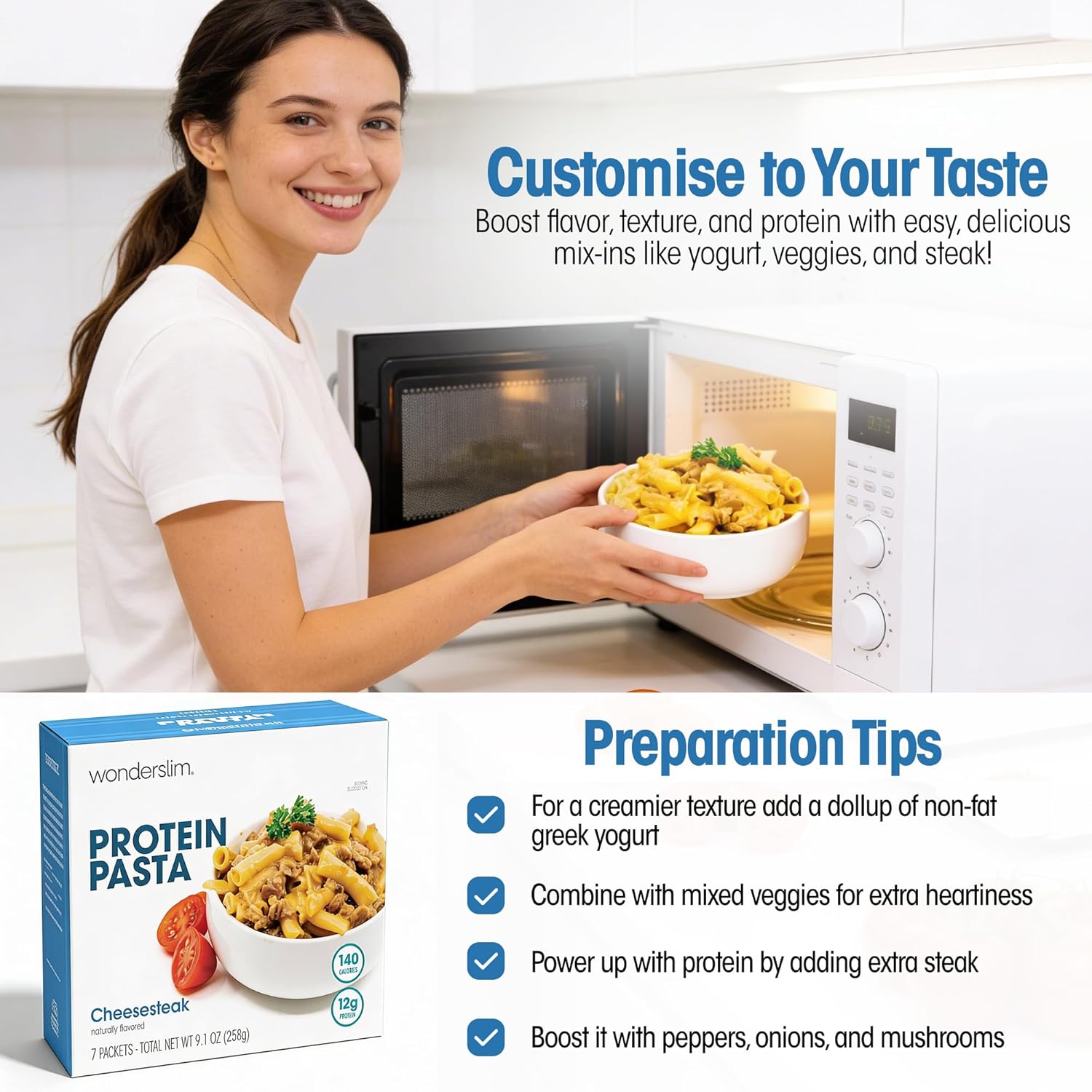 WonderSlim Protein Pasta, Cheese Steak Macaroni, 140 Calories, 12g Protein (7ct) - Image 9