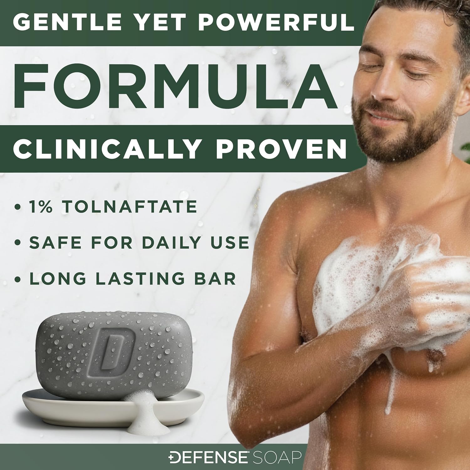 Defense Antifungal Bar Soap | Jock Itch, Ringworm, Athlete's Foot, Skin Fungus | Medicated Anti Fungal Treatment (One Bar, No Case) - Image 3