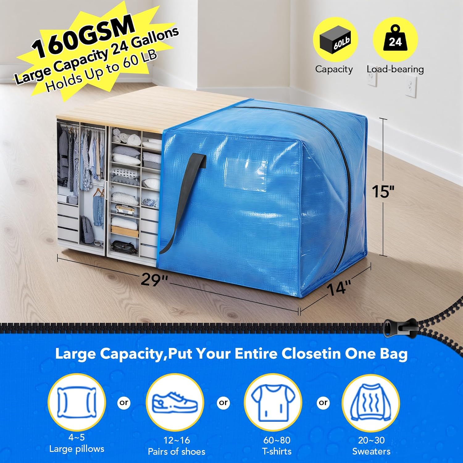 Moving Bags Heavy Duty,Extra Large Moving Bags for Travel/College Packing/Storage/Organization/Seasonal Clothes & Bedding Storage,Moving Supplies Bins,Compatible with Ikea Frakta Cart (Pink,8Pcs) - Image 5