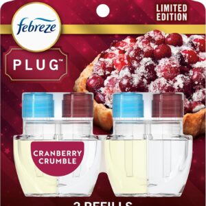 Febreze Plug In Air Freshener, Odor-Fighting Scented Oil Refill, Air Fresheners for Home and Bathroom and Kitchen, Long Lasting for Strong Odors, Cranberry Crumble Scent, 0.87oz Refills, 2 Count