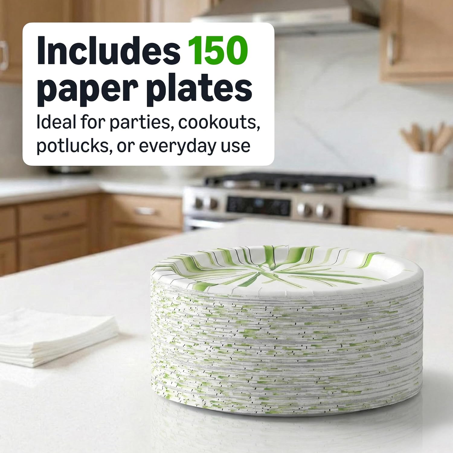 Amazon Basics Everyday Paper Plates, 10 Inch, Disposable, 150 Count, Packaging May Vary - Image 5