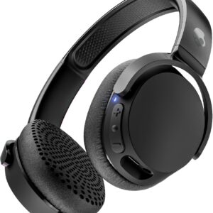 Skullcandy Riff Wireless 2 On-Ear Bluetooth Headphones, Up to 34 Hrs Battery, Foldable Lightweight Design, Convenient for Travel with Included 3.5mm AUX Cable, Microphone for iPhone Android – Black