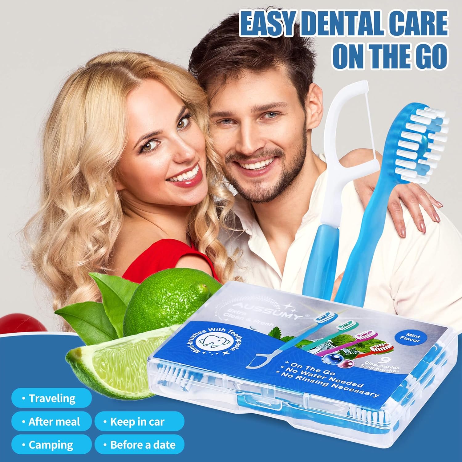 36 Pack Mini Disposable Toothbrushes – 5-in-1 Prepasted Travel Toothbrush with Toothpaste Floss & Pick for Hotel Camping Flight Car Guest Use – 9ct per Portable Case Essentials for Women Men Kids - Image 8