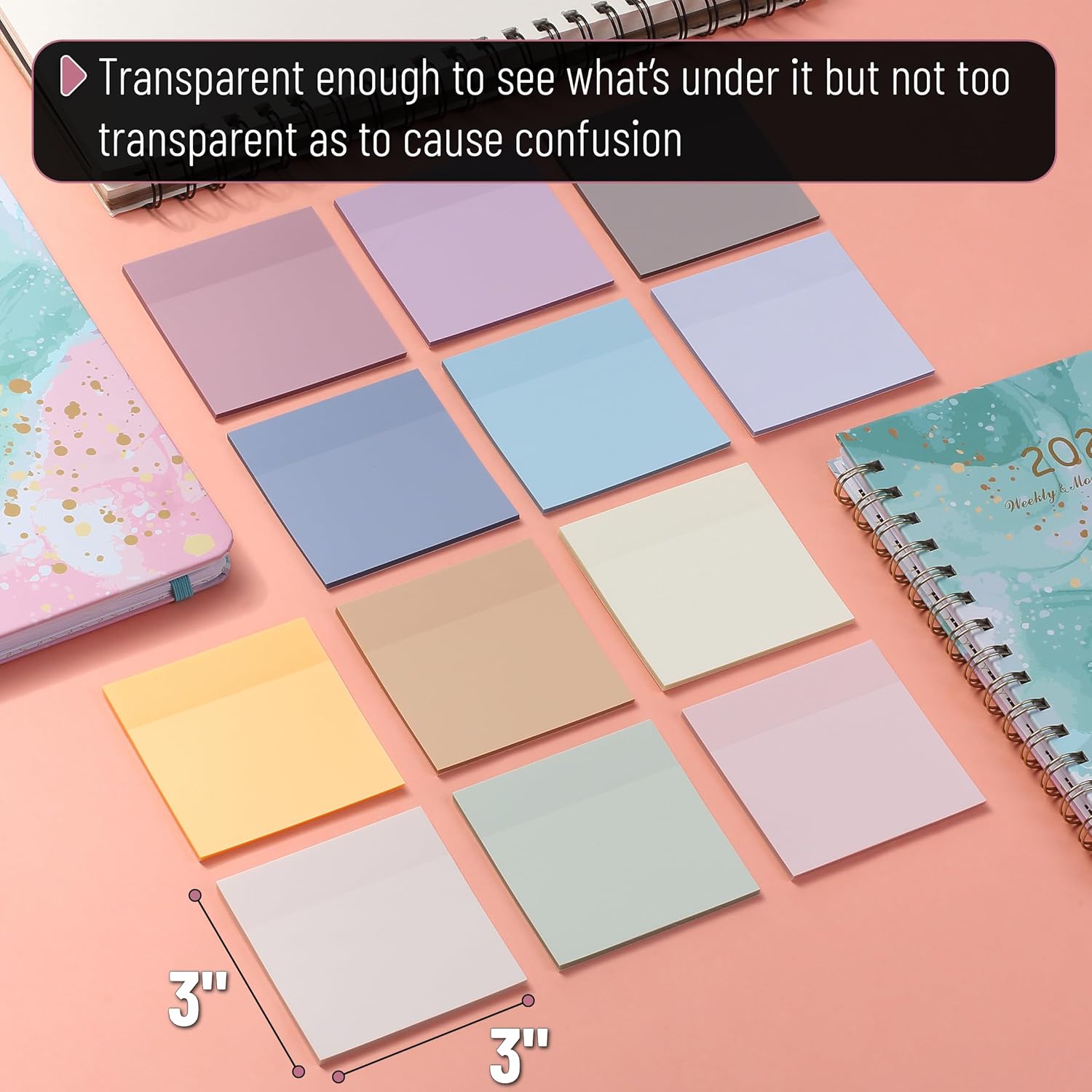 Mr. Pen- Transparent Sticky Notes, 3" x 3", 12 Pads, 600 Sheets, See Through Self-Adhesive Notes for Bible Journaling and Studying, Water-Resistant, Easy to Peel, Clean Removal - Image 4