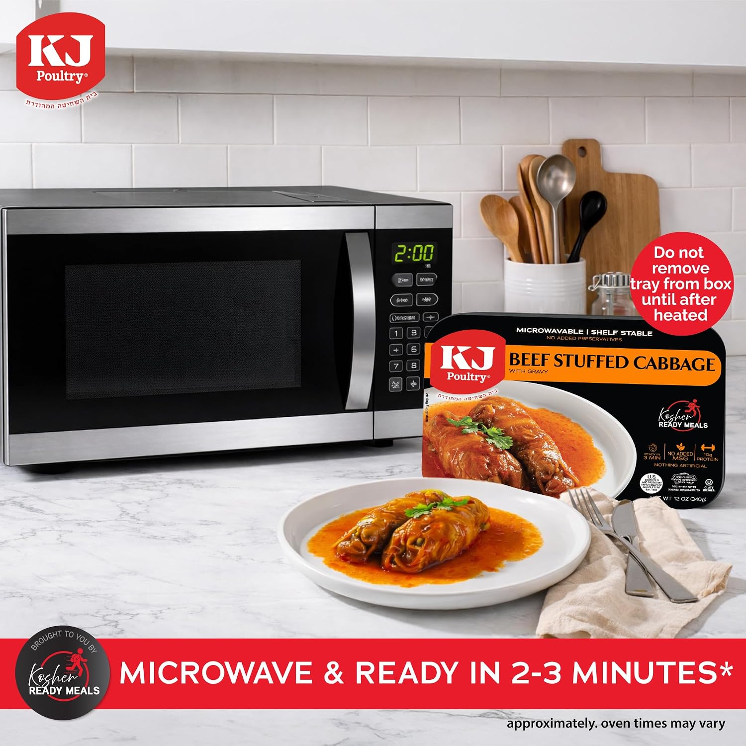 KJ Poultry Kosher Ready Meals - Beef Stuffed Cabbage Rolls, MRE Meat Meals Ready to Eat, Gluten Free (1 Pack) Prepared Entree Fully Cooked, Shelf Stable Microwave Dinner Travel Military Camping - Image 5