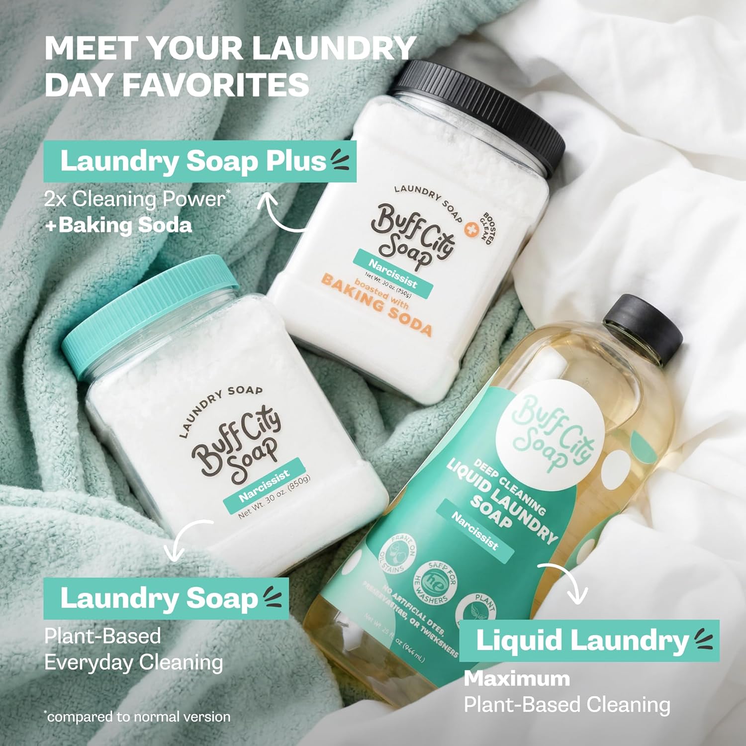 Buff City Soap - Plant Based Powder Laundry Soap - Made With 4 Simple Ingredients & No Harsh Chemicals - Sandalwood, Patchouli, Raspberry, & Peach Scented Laundry Detergent Powder - Narcissist - Image 6