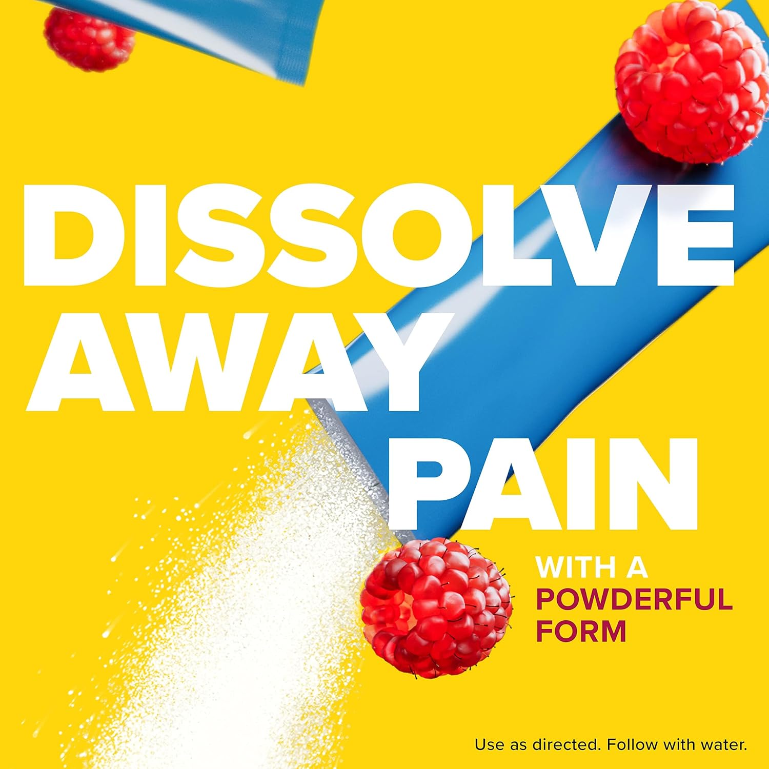 Bayer® Rapid Relief, Dissolvable Raspberry Flavor, Powder Packs with Aspirin & Caffeine, Fast Acting Headache Relief, Muscle and Body Pain Reliever, 30ct - Image 5